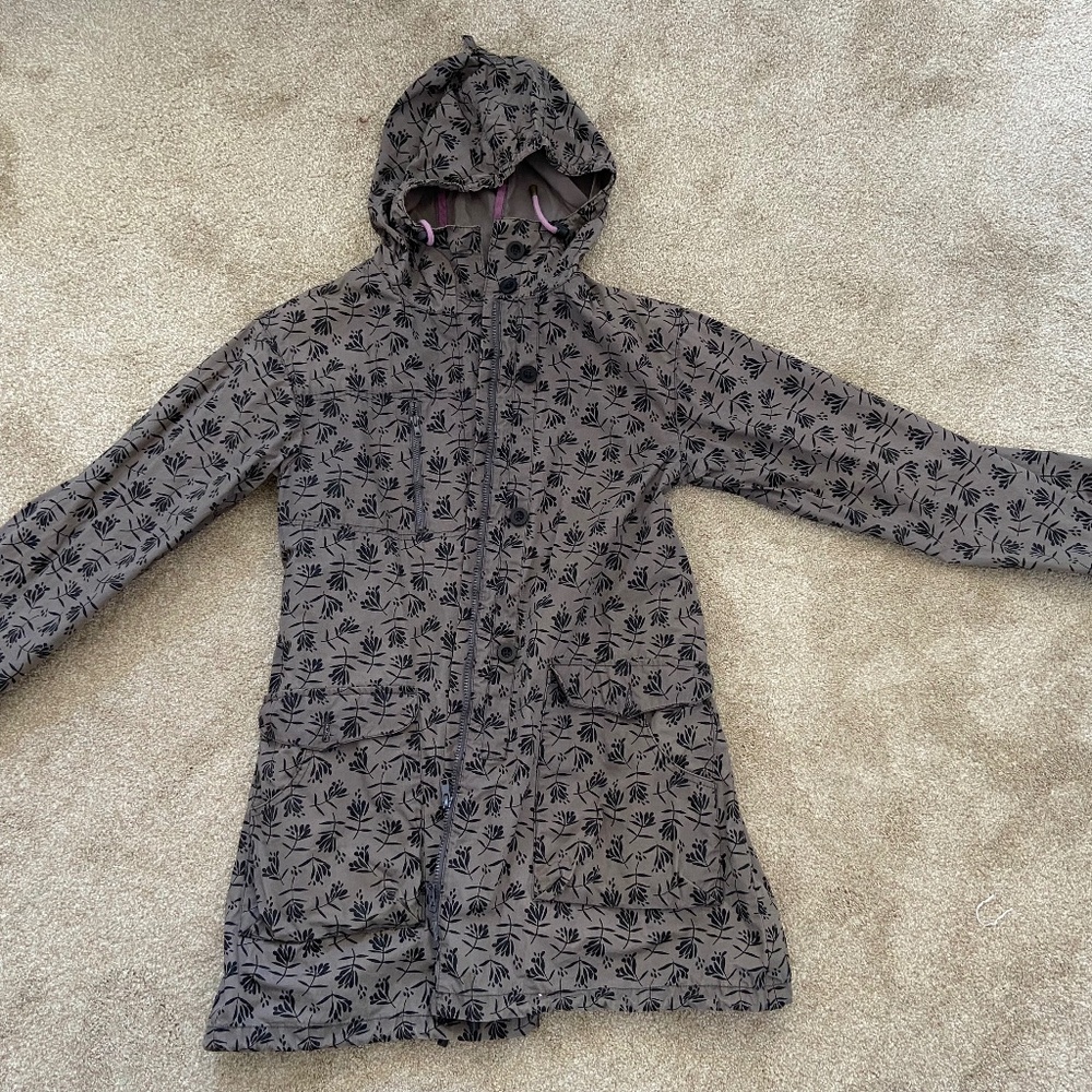 Gudrun Sjoden Organic Cotton Floral Print Zip Long Casual Coat Jacket Size S